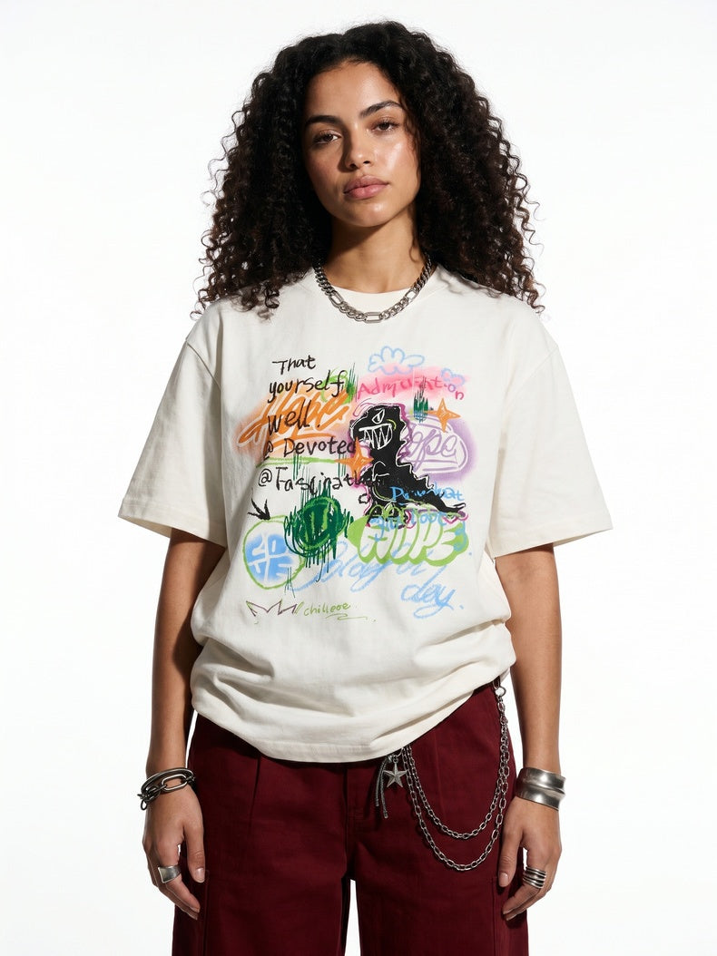 Graffiti Printed Loose-fit T-shirts
