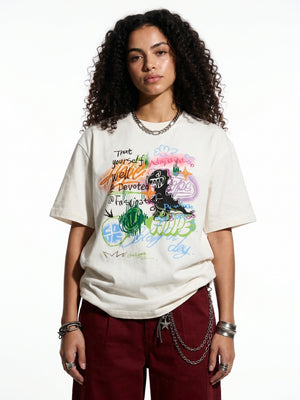 Graffiti Printed Loose-fit T-shirts