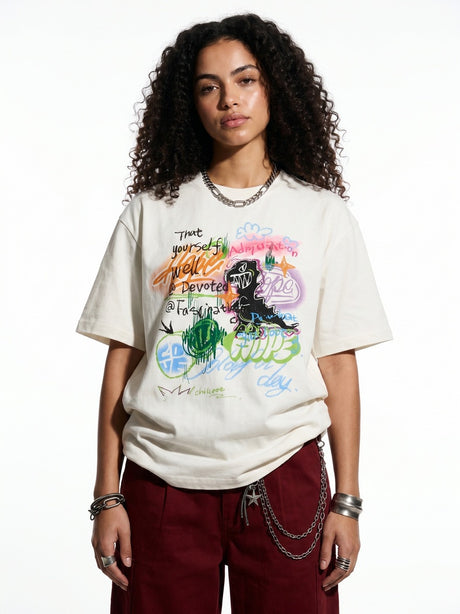 Graffiti Printed Loose-fit T-shirts