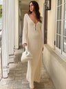 Solid Color Sexy Backless Knitted Hollow-Out Long Dress Bikini Swimsuit Cover-up