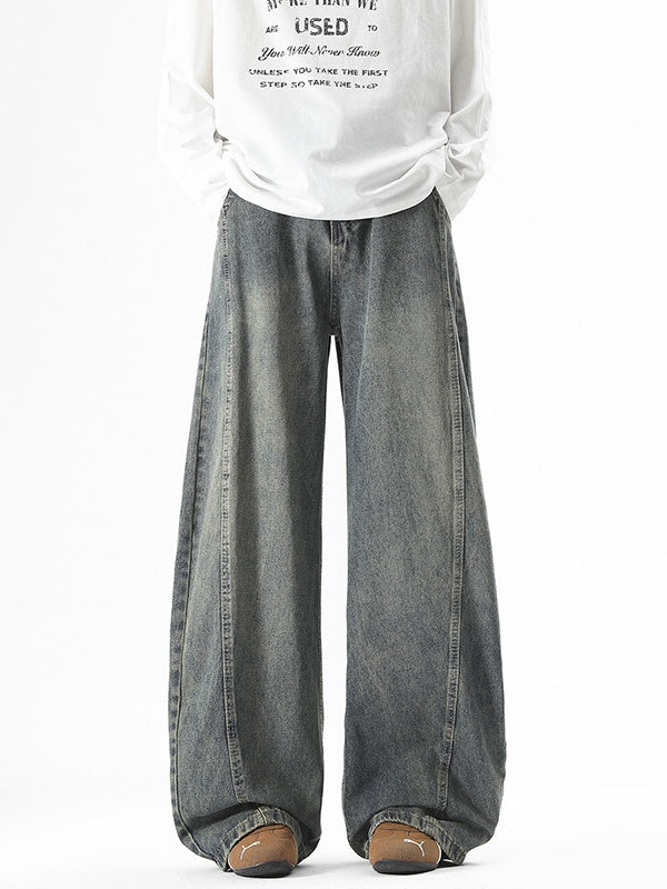 Retro Deconstruction Baggy Silhouette All-match Scimitar Jeans