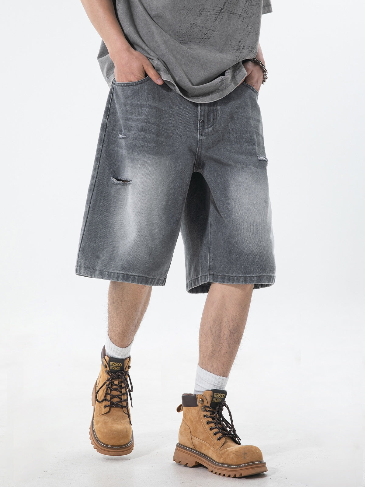 Hole Denim Five Points Shorts