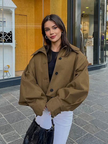 Liber Autumn Women's Buttons Solid Color Trench Coats