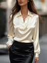 Satin V-neck Long Sleeves Blouse