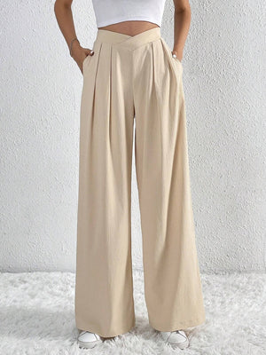 Pleated Casual Wide-Leg Trousers