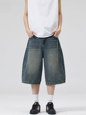 Retro Lightning Machete 7 Points Denim Shorts