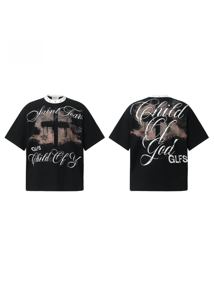 T-shirts Cross Studs Rock