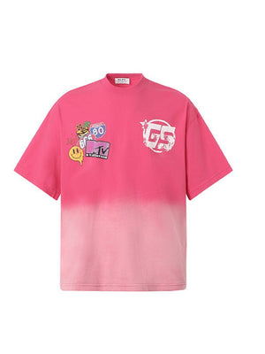 T-Shirts mit Smiley-Gesicht und Farbverlauf aus Wasserwäsche