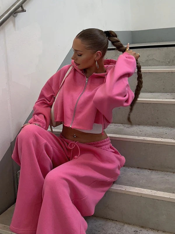 Long-sleeved Athletic Casual Sweatshirt Set