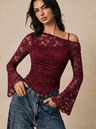 Lace-trimmed Long-sleeved T-shirt