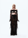 Bra Triangular Deconstructed Floor-length Mesh Skirt
