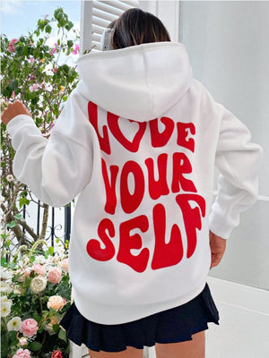 Back Letter Print Leisure Hoodies