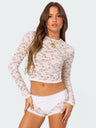 Lace See-through Sexy Mesh Round Neck Long-sleeved Top
