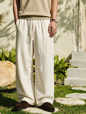 Flax Loose-fit Slimming Straight-fit Pants