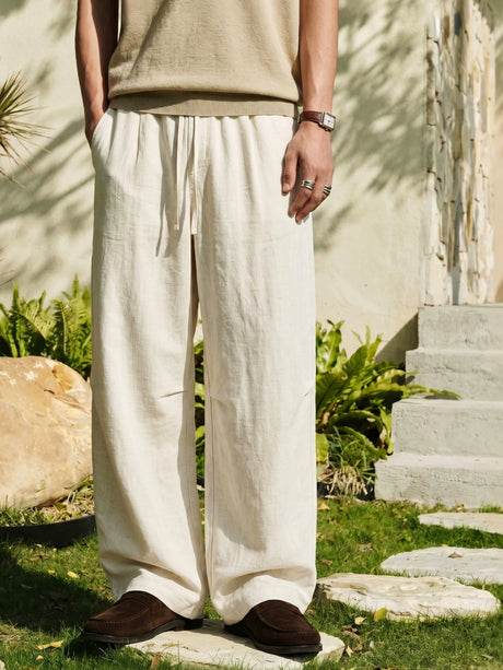Flax Loose-fit Slimming Straight-fit Pants