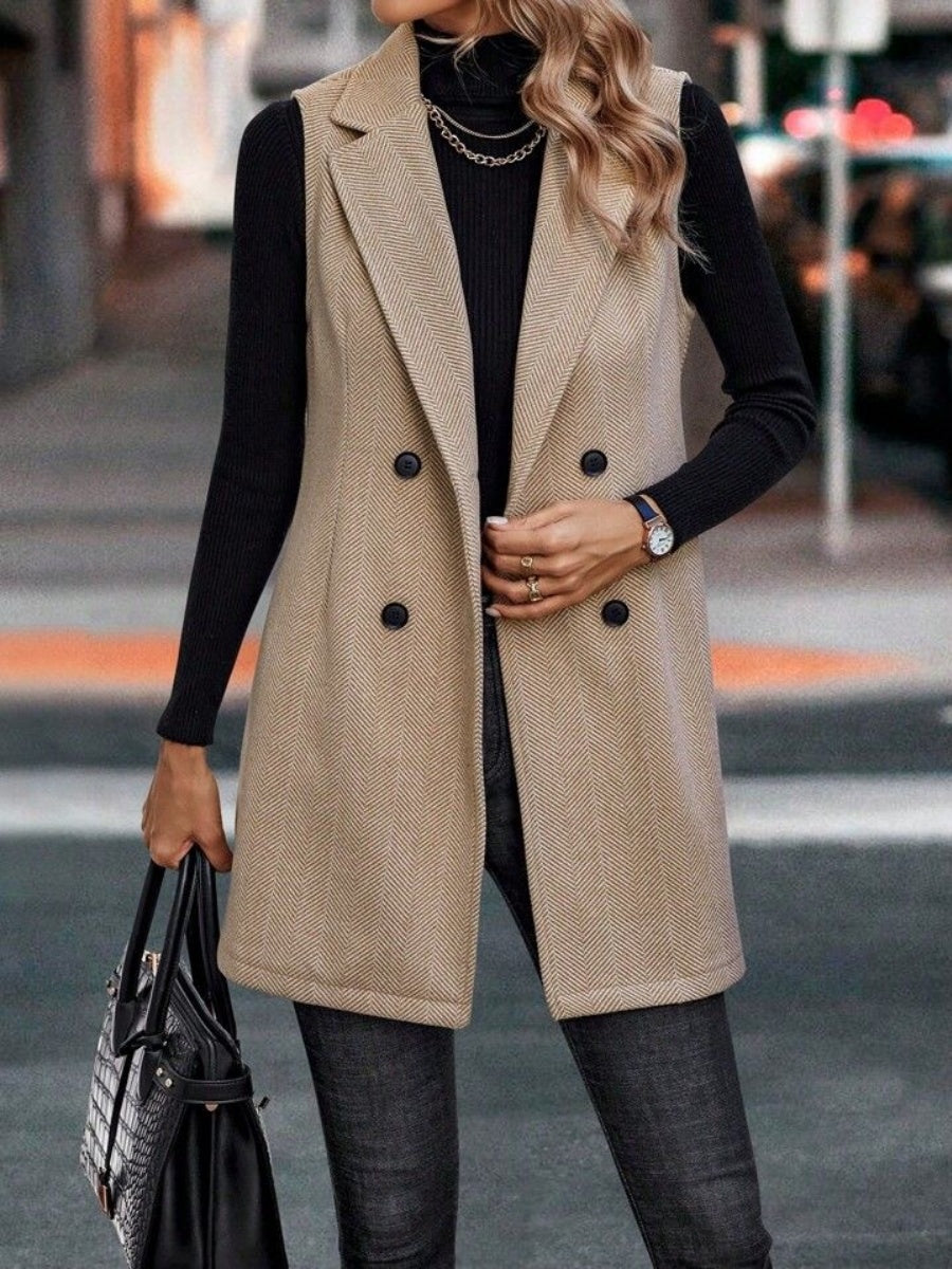 Splicing Herringbone Pattern Suit Sleeveless Vest