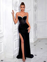 Strapless, Slit, Rhinestone-embellished, Luxurious Long Dress