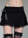 Lace Patchwork Bow Low-rise A-line Cake Skirt