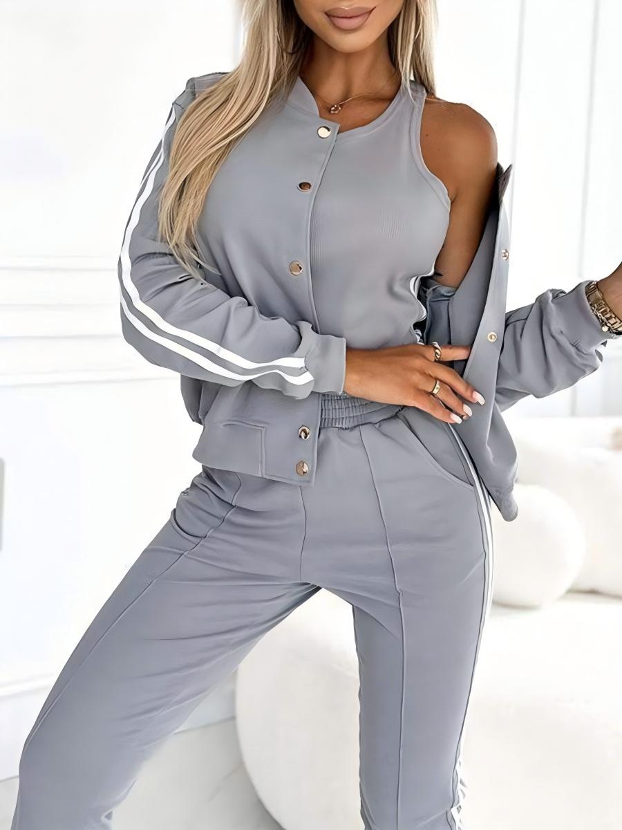 Slim Fit Vest Stylish Casual Jacket Sweatpants 3-piece Sets