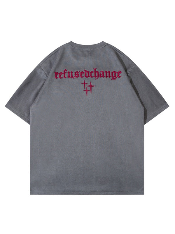Liber Summer Men's Embroidery Letter T-shirts