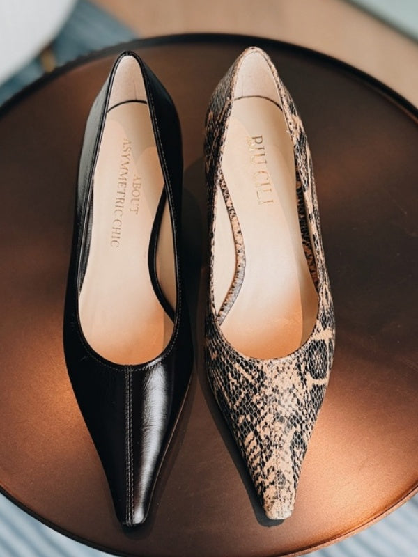 BIUCILI Midnight Phantom Sharp-edged Snakeskin High Heels Elegant And Stylish Wedge Heels