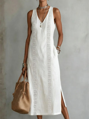 Lace Solid Color Midi Dress