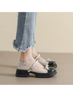 Liber Spring and Autumn Platform Bowknot Women's Mary Jane Shoes