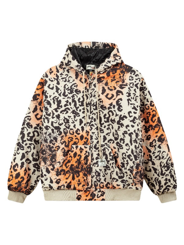 Embroidered Leopard Print Loose Cotton Keep Warm Hooded Jacket