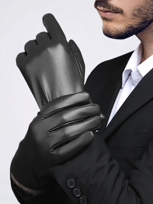 Gants en cuir PU imperméables et coupe-vent