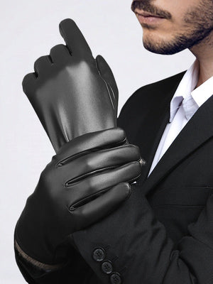 Gants en cuir PU imperméables et coupe-vent