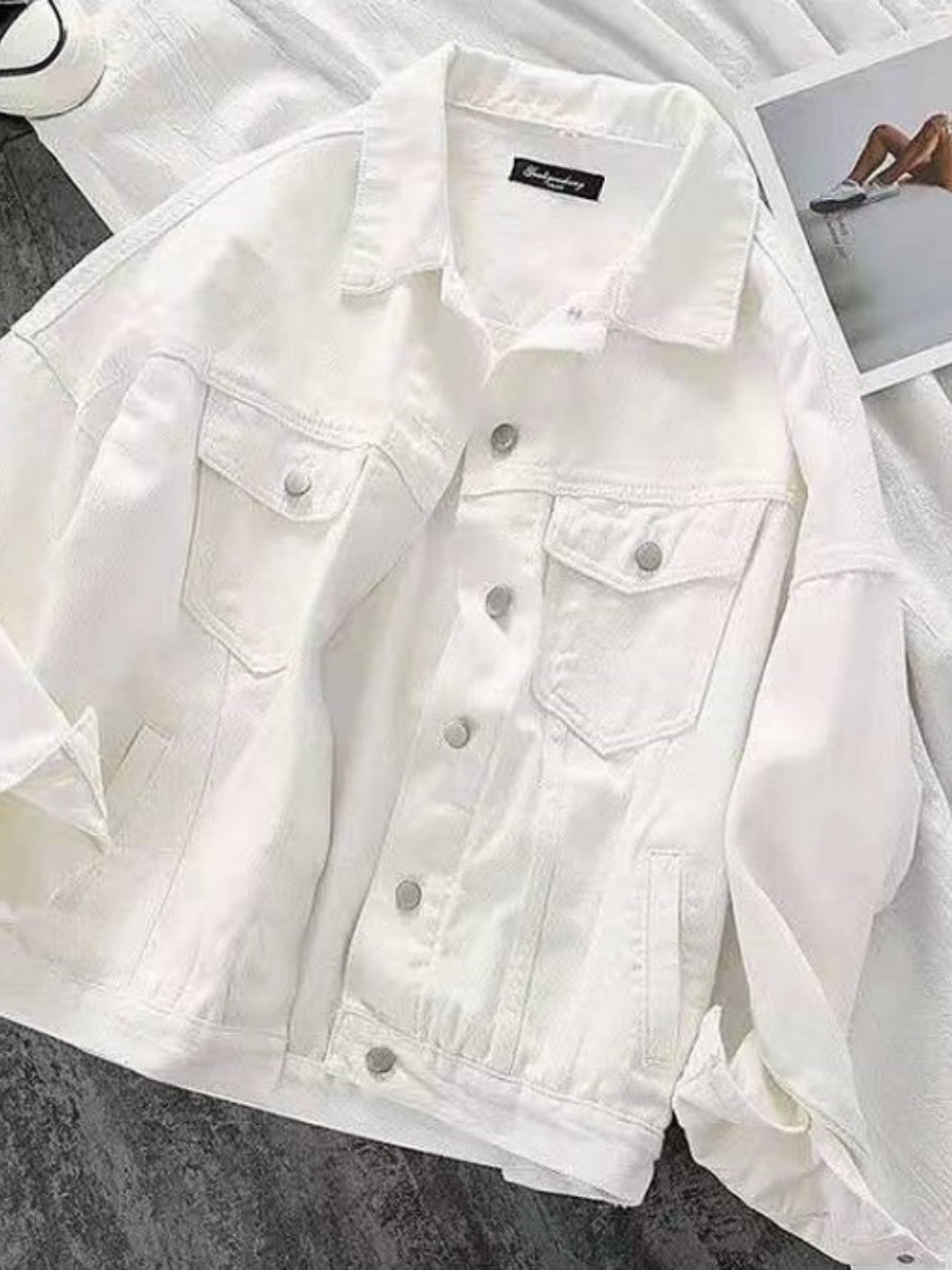 Liber Autumn Women's White Denim jacket