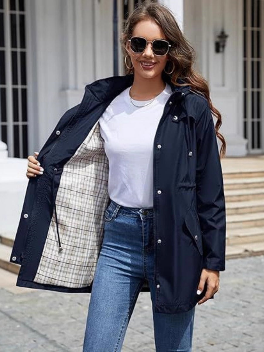 Hooded Zipper Raincoat Coat Rainproof Windproof Water Proof Outdoor Windbreaker