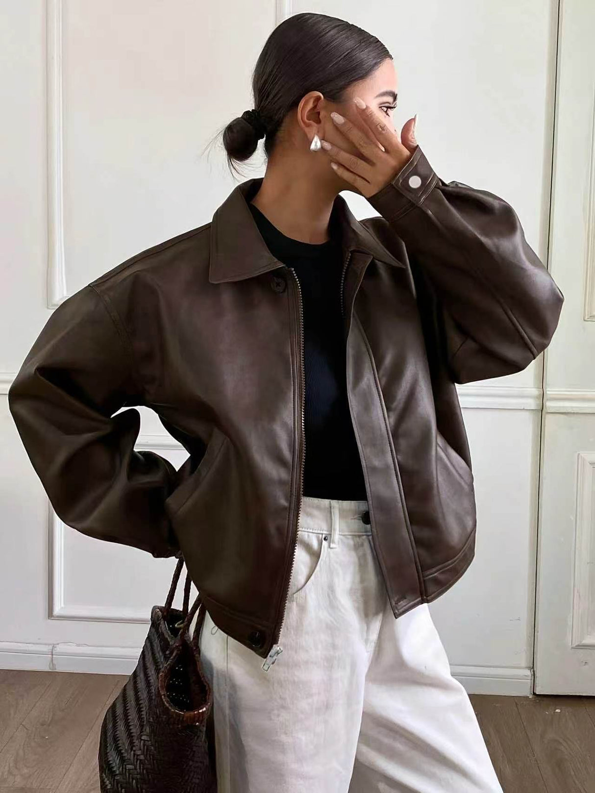 Casual Leather Jacket Loose Coat