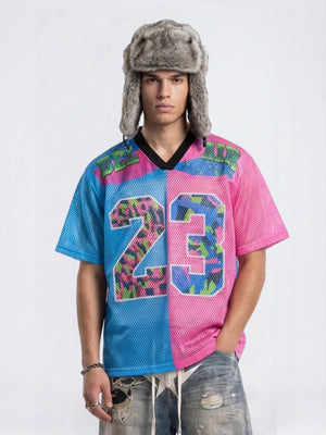 Color-blocked Net Hole Baseball Breathable T-shirts