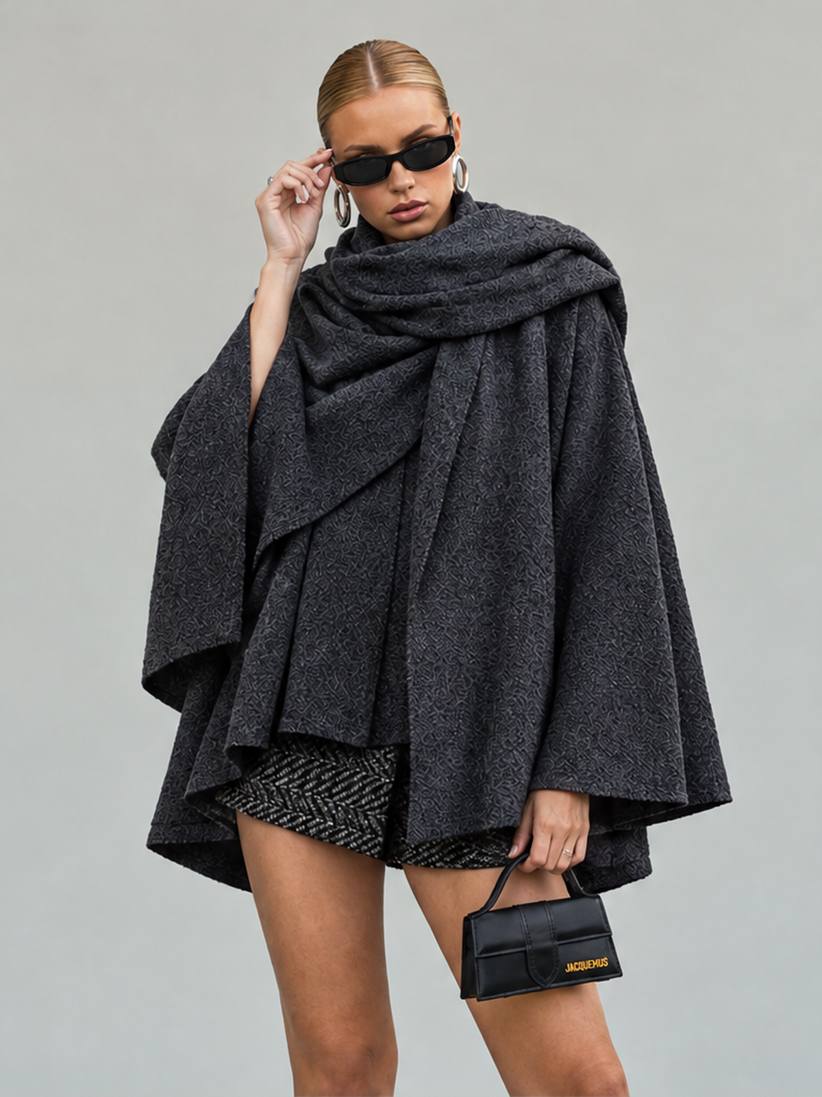 Asymmetrical Scarf Short Knit Cardigan