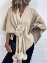 Solid Color Fluff Ball Cloak Shawl Cardigans