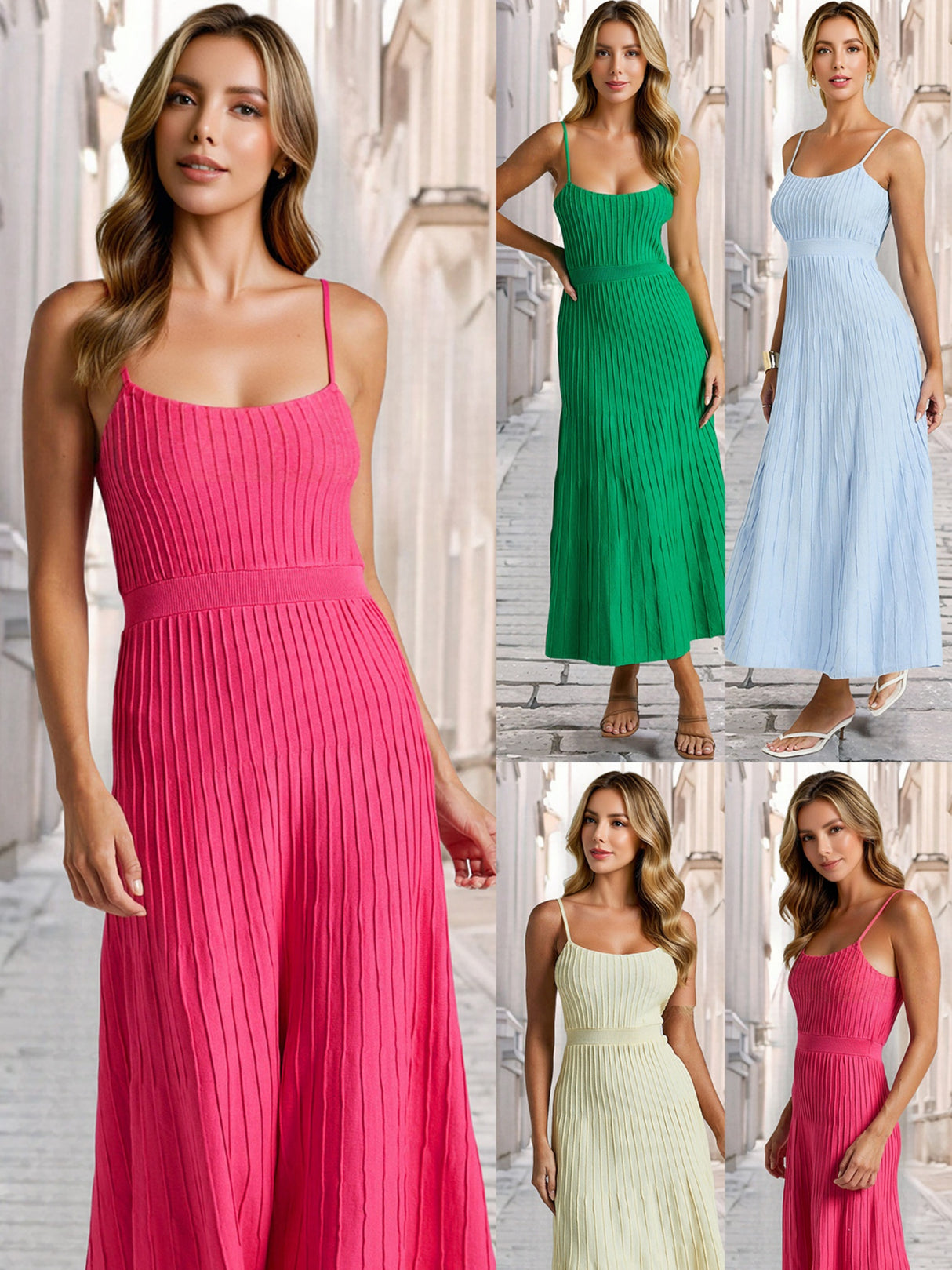 Piping Camisoles Maxi Dresses