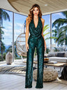 Sleeveless Halter Sequined Jumpsuit