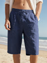 Flax Drawstring Breathable Beach 7 Points Shorts