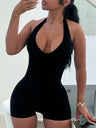Deep V Halter Neck And Backless Exercise Yoga Fitness Jumpsuits&Bodysuits