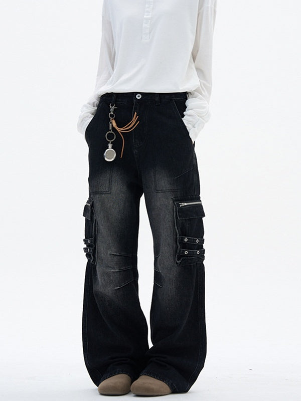 Multiple Pockets Denim Vibe Function Cargo Trousers