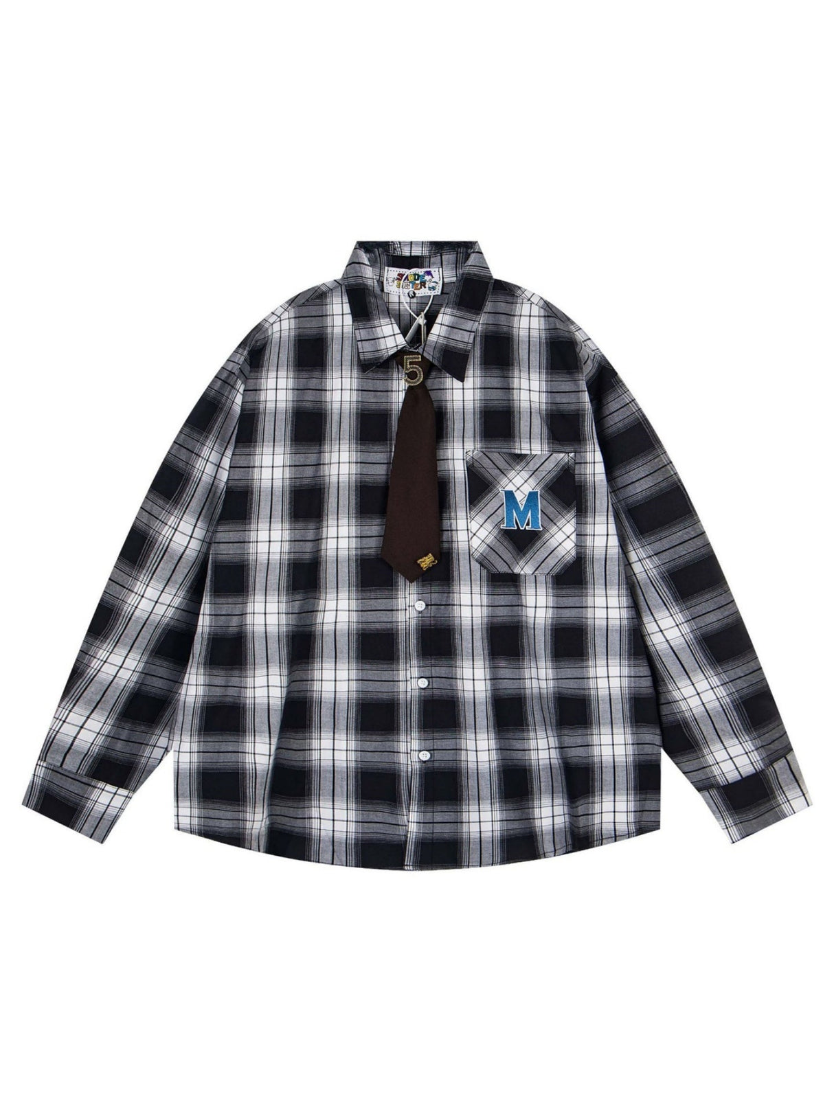 Liber Autumn Neutral wear Embroidery Plaid Shirts