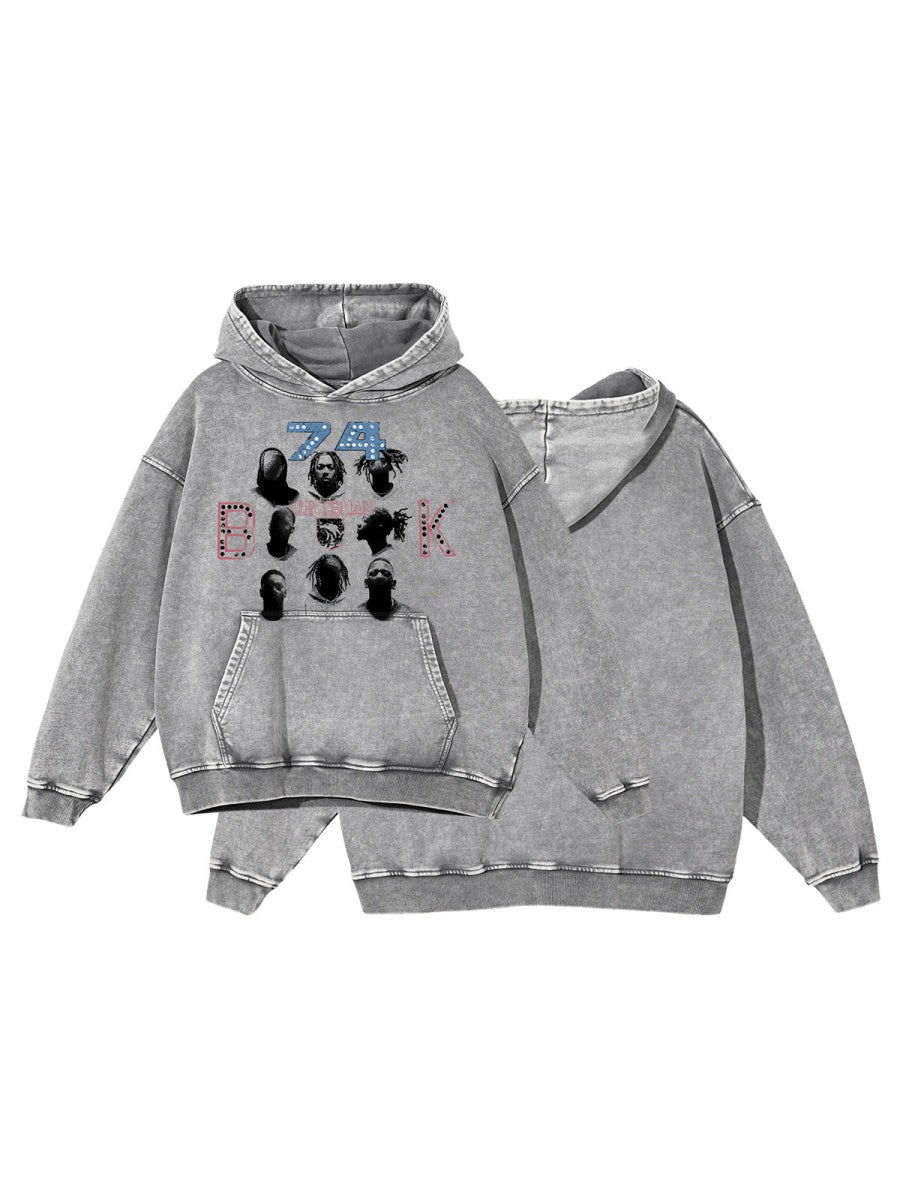 Hip Hop Digital Direct Injection Portrait Print Washing And Aging Hoodies