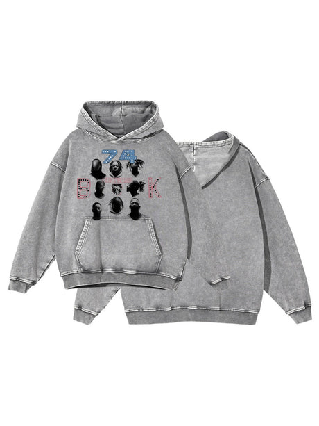 Hip Hop Digital Direct Injection Portrait Print Washing And Aging Hoodies