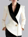 Grace Irregular Gold Trim Pearl Buttons Long Sleeve Slim Fit Profession Blazers