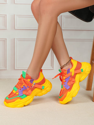 Color-blocked Platform Women's Casual Sneakers