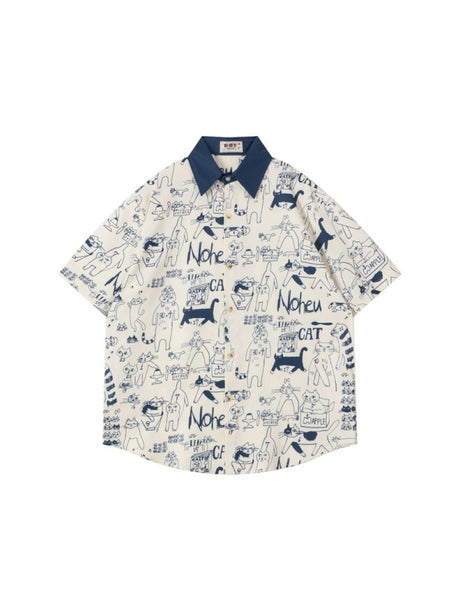 Cartoon Animals Graffiti Oversize Shirts
