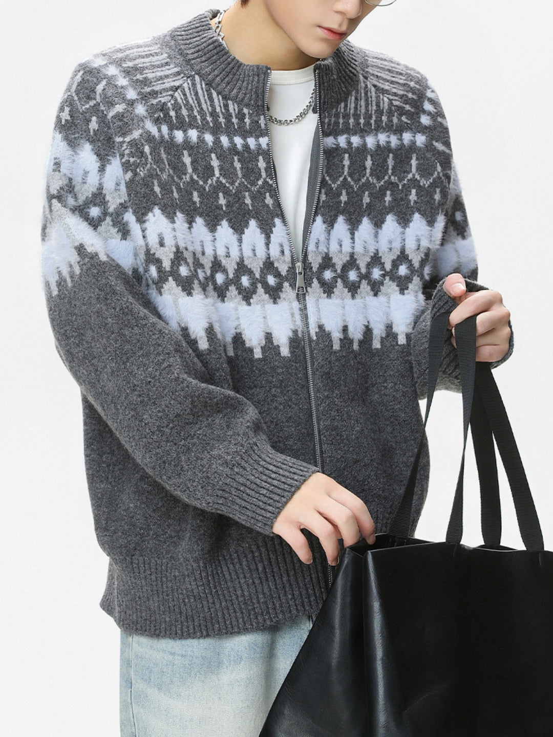 Retro Fair Isle pattern Ethnic style Cardigans
