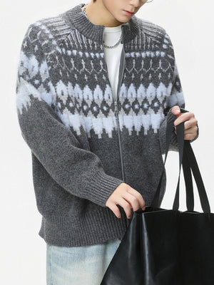 Retro Fair Isle pattern Ethnic style Cardigans