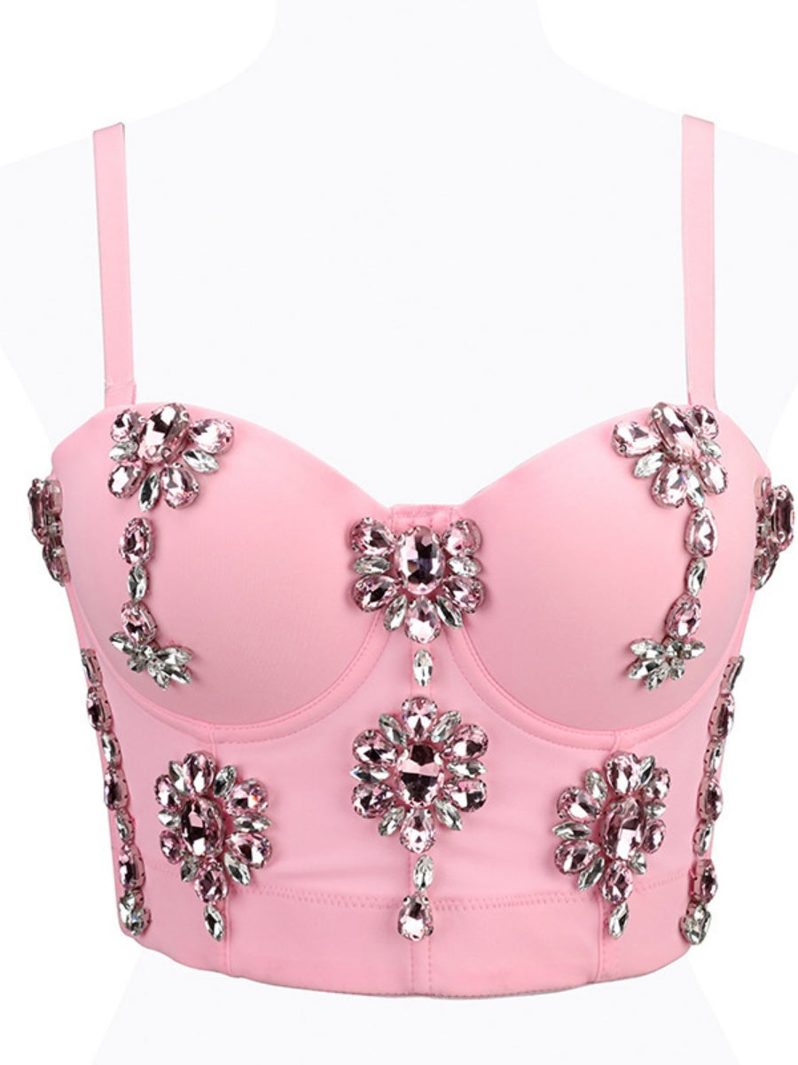 Débardeurs gainants à baleines en forme de diamant ornés de strass